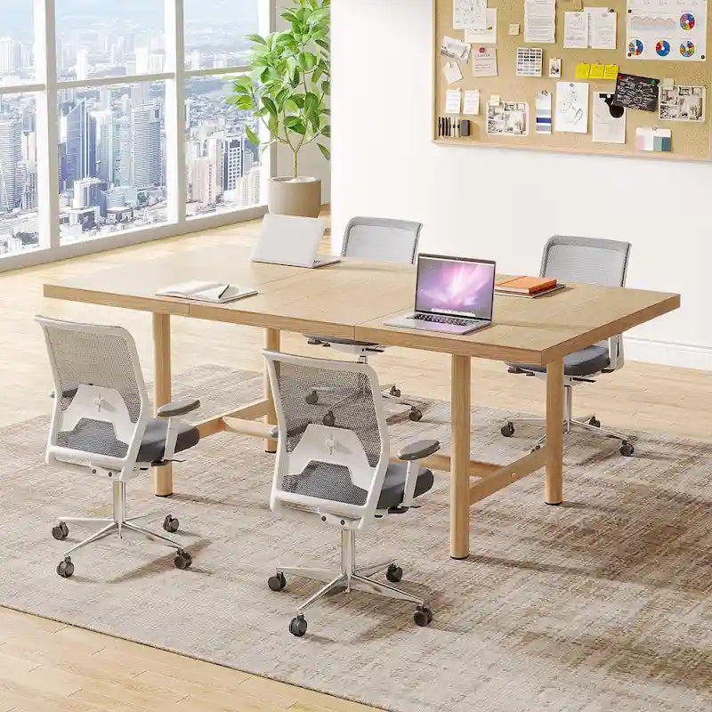 Rectangular Conference Table, 63 Inches Conference Room Table for 6 People, Modern Meeting Table