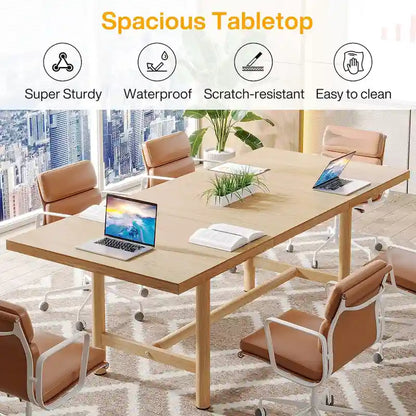 Rectangular Conference Table, 63 Inches Conference Room Table for 6 People, Modern Meeting Table