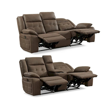 Roundhill Furniture Lesley 2-Piece Living Room Reclining Set, Brown