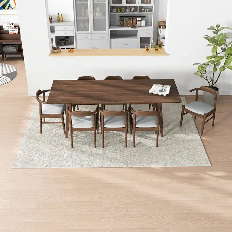 Avondale Mid Century Modern Solid Wood 9 Piece Comfy Dining Room Set