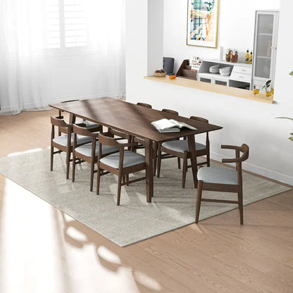 Avondale Mid Century Modern Solid Wood 9 Piece Comfy Dining Room Set