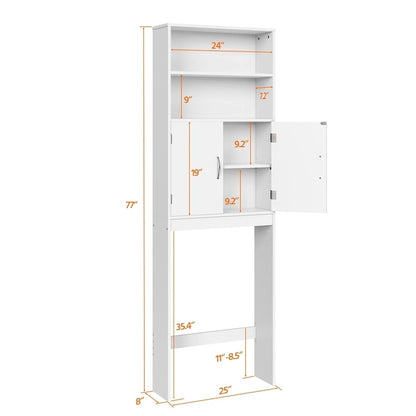 Yaheetech 2-Shelf Bathroom Organizer Over The Toilet,Double Doors