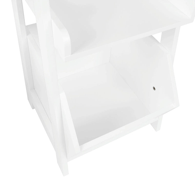 RiverRidge Amery 4-Tier 13in Ladder Shelf with Display Shelf and Storage Organizer Bin - White