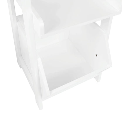 RiverRidge Amery 4-Tier 13in Ladder Shelf with Display Shelf and Storage Organizer Bin - White