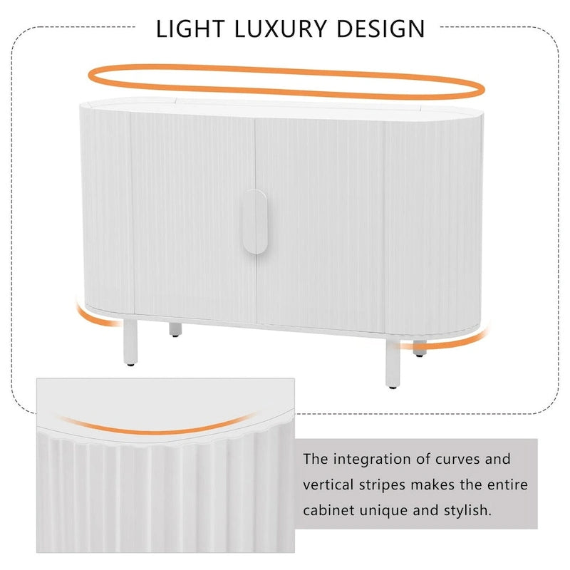 47.80 Inch high quality MDF Sideboard with Adjustable Shelves - 47.80 x 16.50