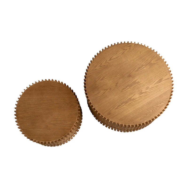 Nesting Coffee Table Set with Vertical Textured Embossed Design (Set of 2)