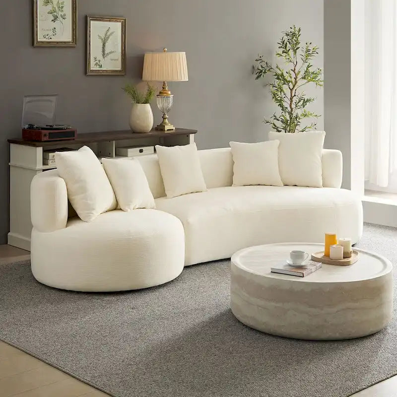Modern 2 in 1 Sectional Curved Rotatable Sofa Couch, Swivel 360 Comfy 4-Seat Upholstered Sofa