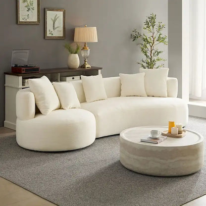 Modern 2 in 1 Sectional Curved Rotatable Sofa Couch, Swivel 360 Comfy 4-Seat Upholstered Sofa