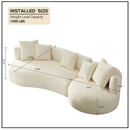 Modern 2 in 1 Sectional Curved Rotatable Sofa Couch, Swivel 360 Comfy 4-Seat Upholstered Sofa