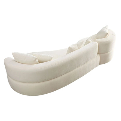 Modern 2 in 1 Sectional Curved Rotatable Sofa Couch, Swivel 360 Comfy 4-Seat Upholstered Sofa