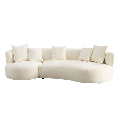 Modern 2 in 1 Sectional Curved Rotatable Sofa Couch, Swivel 360 Comfy 4-Seat Upholstered Sofa