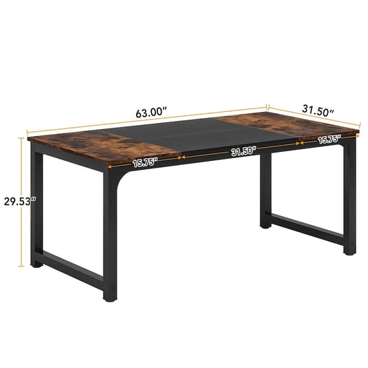 63 Industrial Dining Table for 4-6, Kitchen Table for Dinning Room - 63 L x 31.5 W x 29.53 H