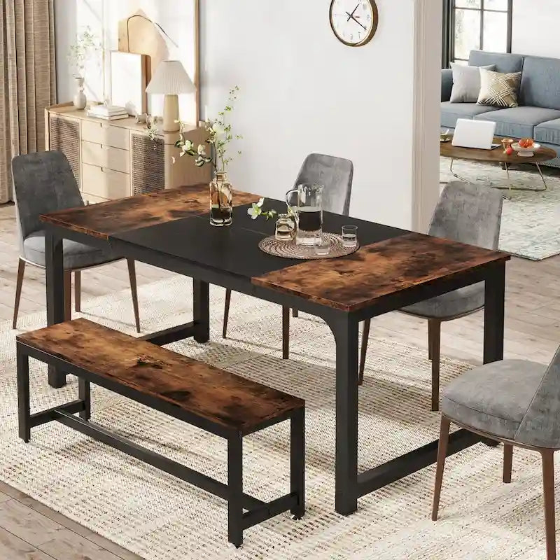 63 Industrial Dining Table for 4-6, Kitchen Table for Dinning Room - 63 L x 31.5 W x 29.53 H