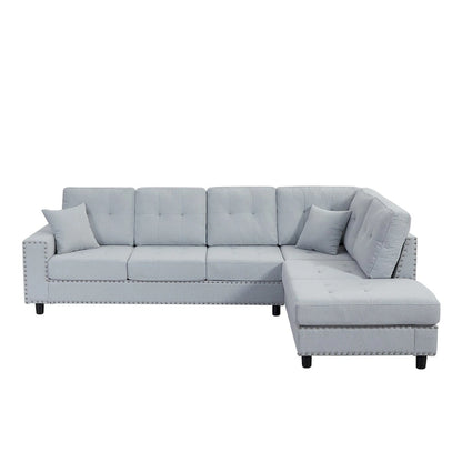 Merax Linen L-shaped Modular Sectional Sofa with Cushions