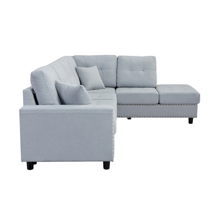 Merax Linen L-shaped Modular Sectional Sofa with Cushions