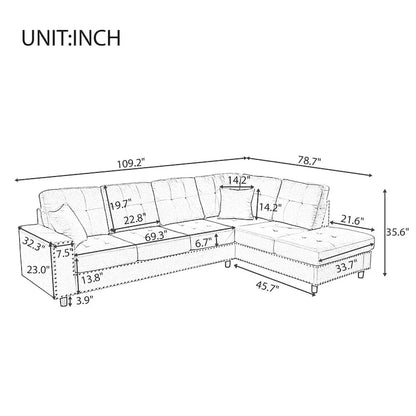 Merax Linen L-shaped Modular Sectional Sofa with Cushions