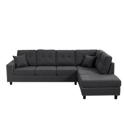 Merax Linen L-shaped Modular Sectional Sofa with Cushions