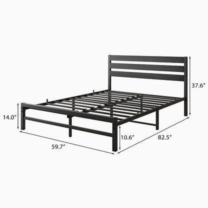 Platform Bed Frame With Wooden Headboard, Under Bed Storage, Non-Slip
