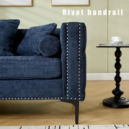 Modern Convertible Tufted Chenille L Shaped Sectional Sofa